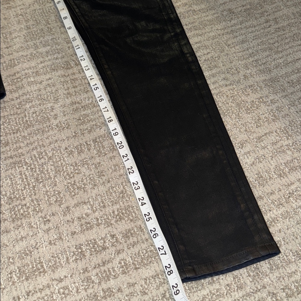 NEW Spanx $178 Skinny Jeans Black Lacquer Wax Coated 29 Shaping Contouring pants - Picture 4 of 11